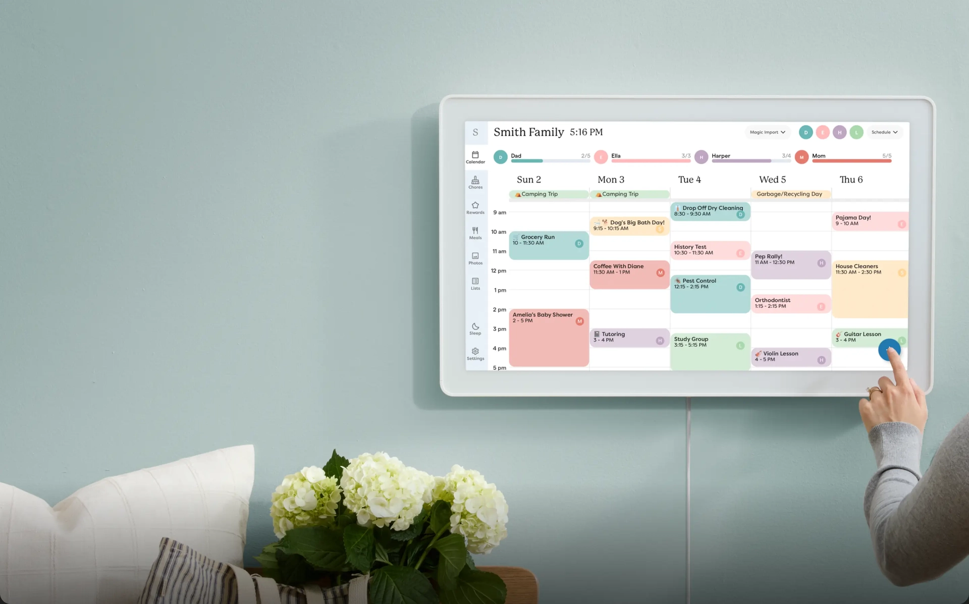 Skylight Calendar Max displayed on wall