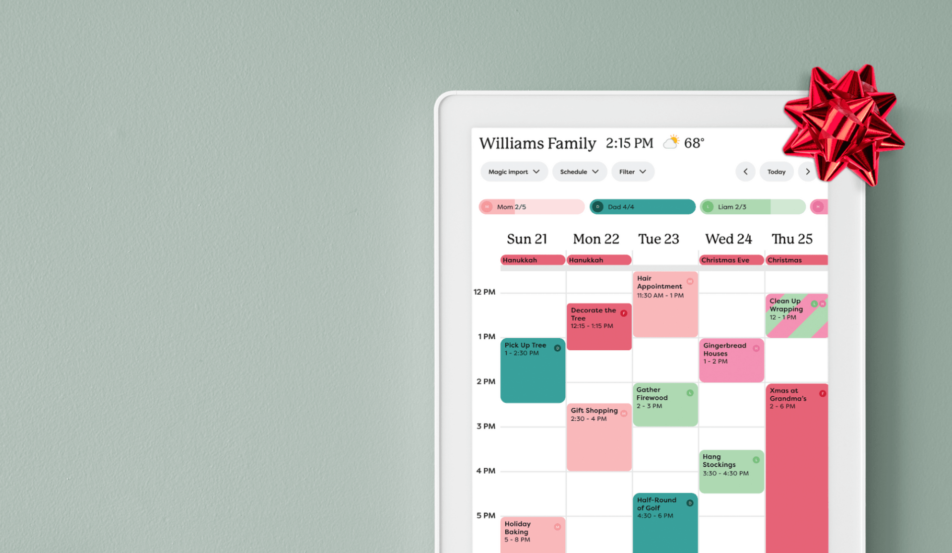 Skylight Calendar Max displayed on wall