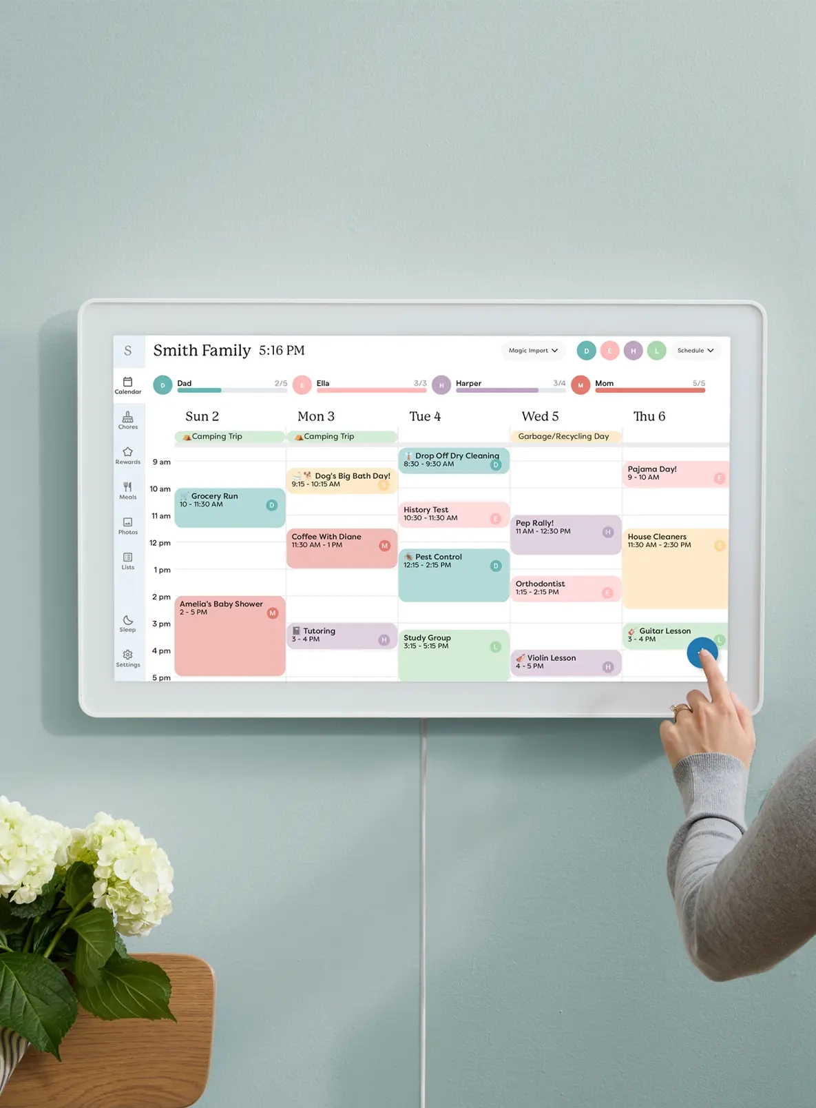 Skylight Calendar Max displayed on wall